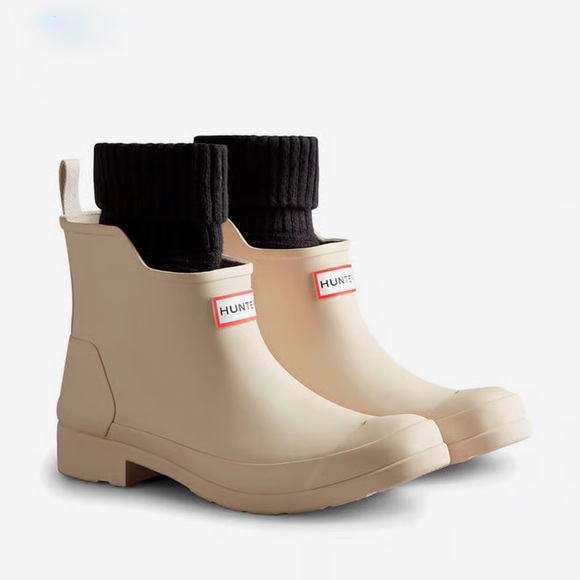 Hunter In/Out Chelsea Sock Boots White Cream NWOB - Picture 1 of 10